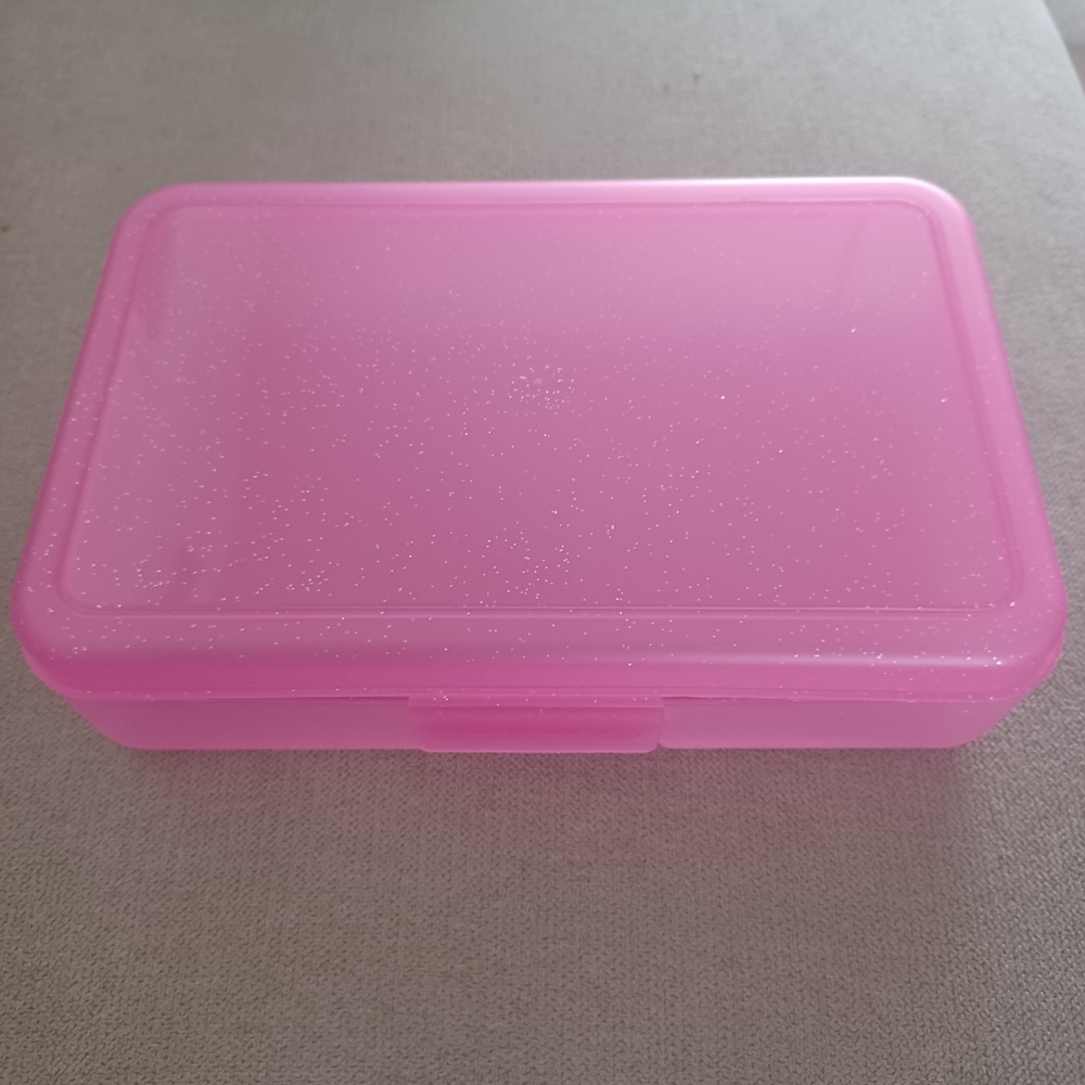 Pink glitter pencil box pen box stationary like new